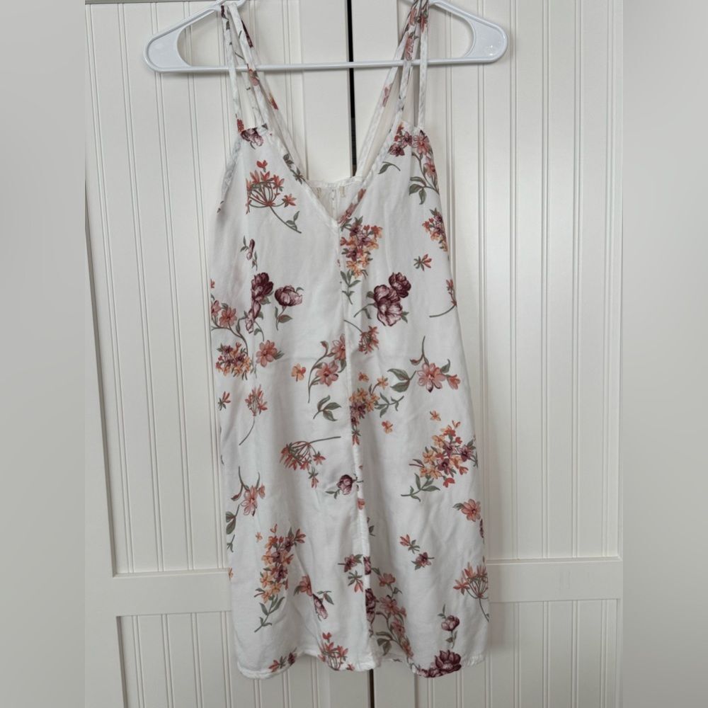 Brandy Melville White Floral Mini Dress - OS